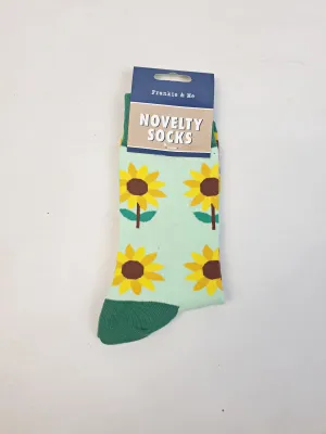 Frankie & Me novelty socks with sunflower print