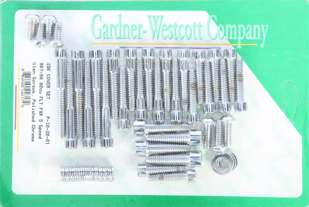 Gardner-Westcott P-10-20-01 Cam and Primary Cover Hardware Set - Polished - Chrome