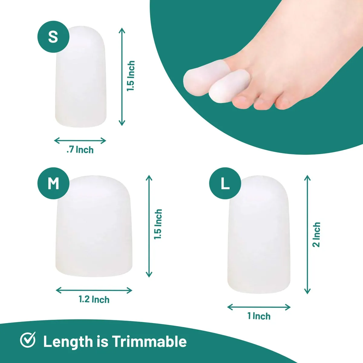 Gel Toe Cap: 6 Pack  toe protector (choose S/M/L)