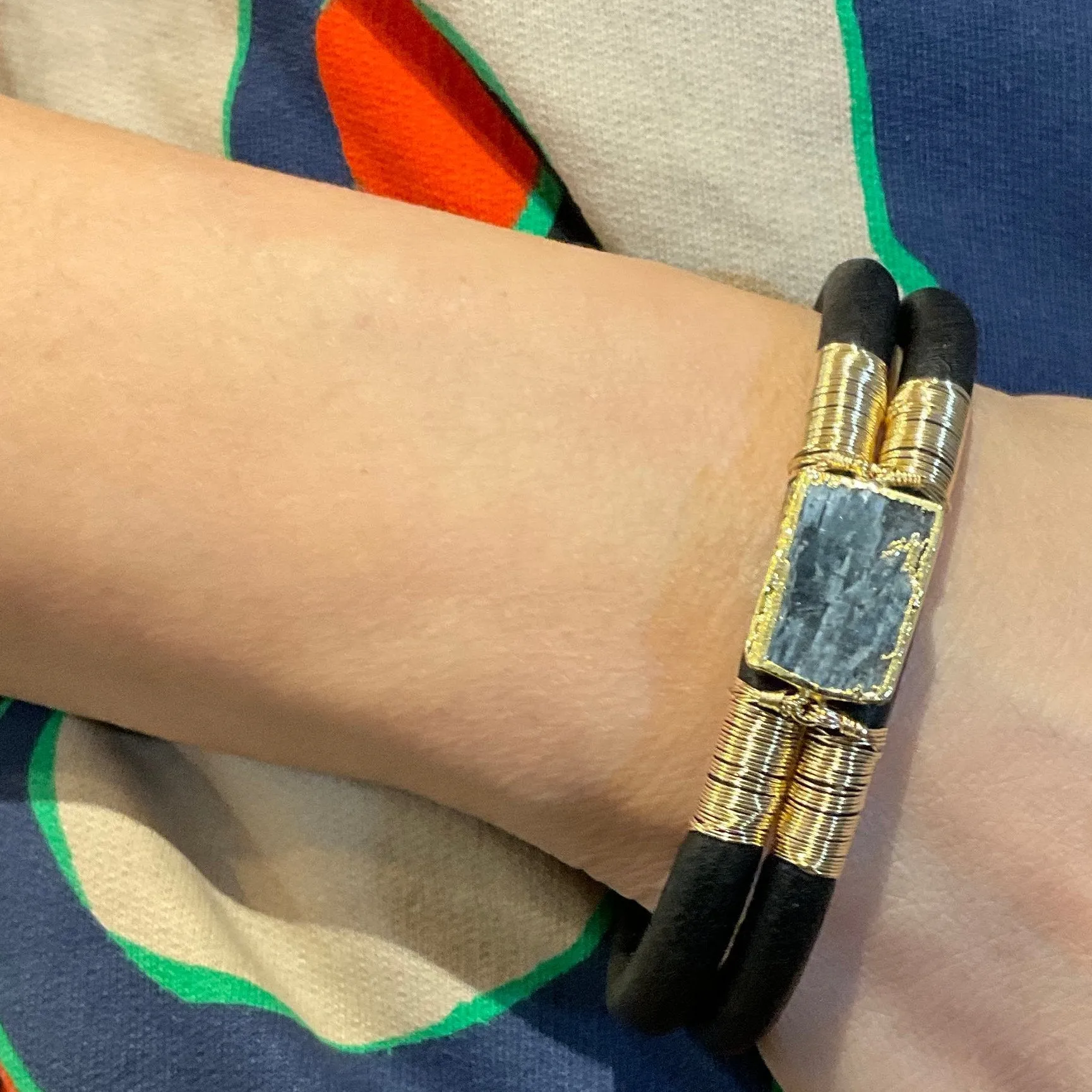 Gem Wired Double Leather Bracelet