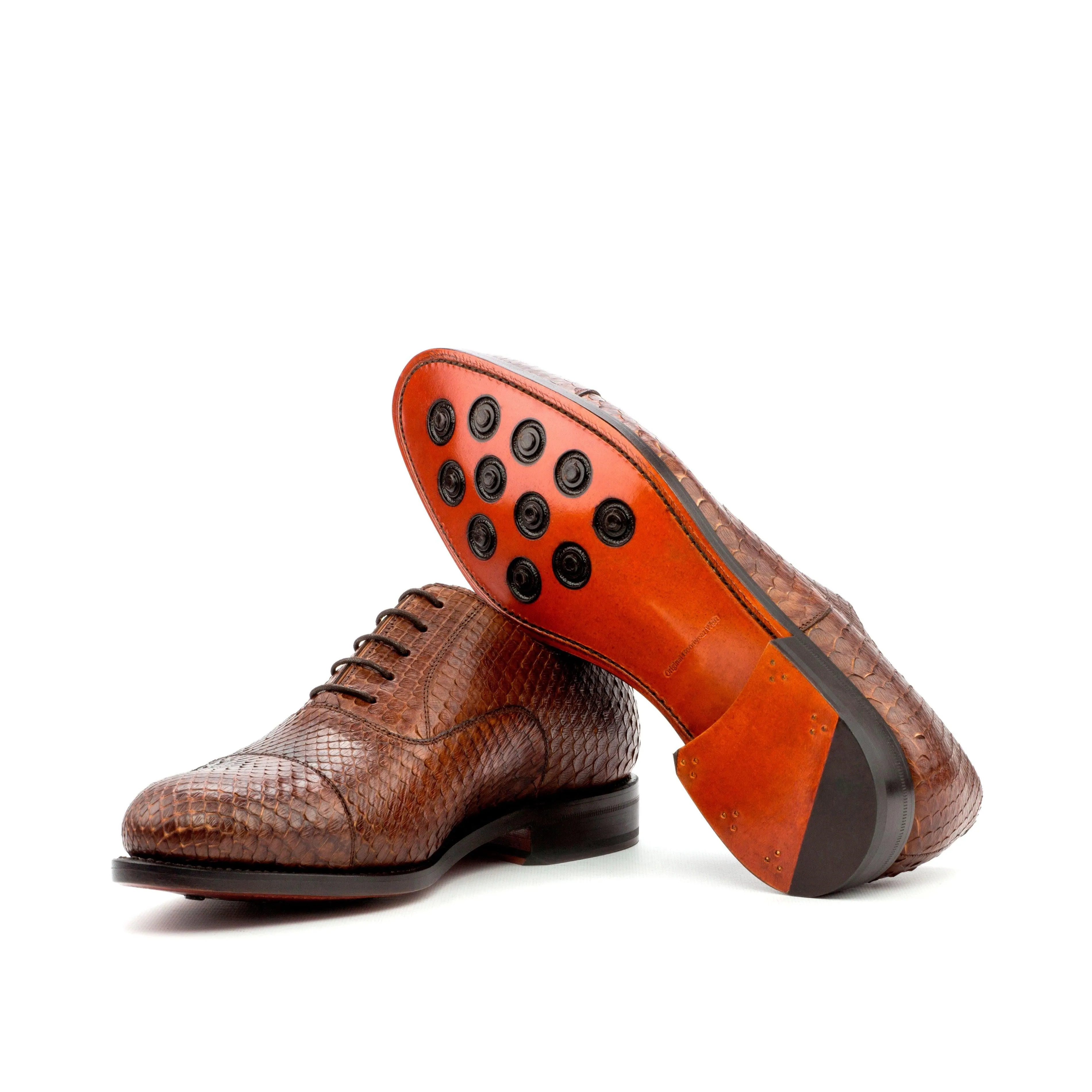 Genuine Brown Python Oxford Shoes