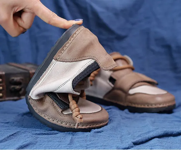 Genuine Leather Round Toe Soft Sole All-match Comfortable Women's Shoes