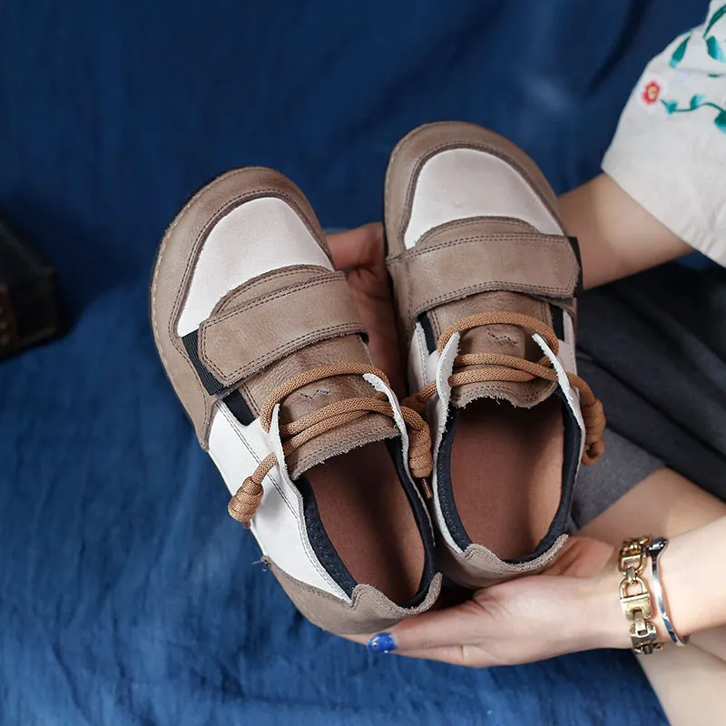 Genuine Leather Round Toe Soft Sole All-match Comfortable Women's Shoes