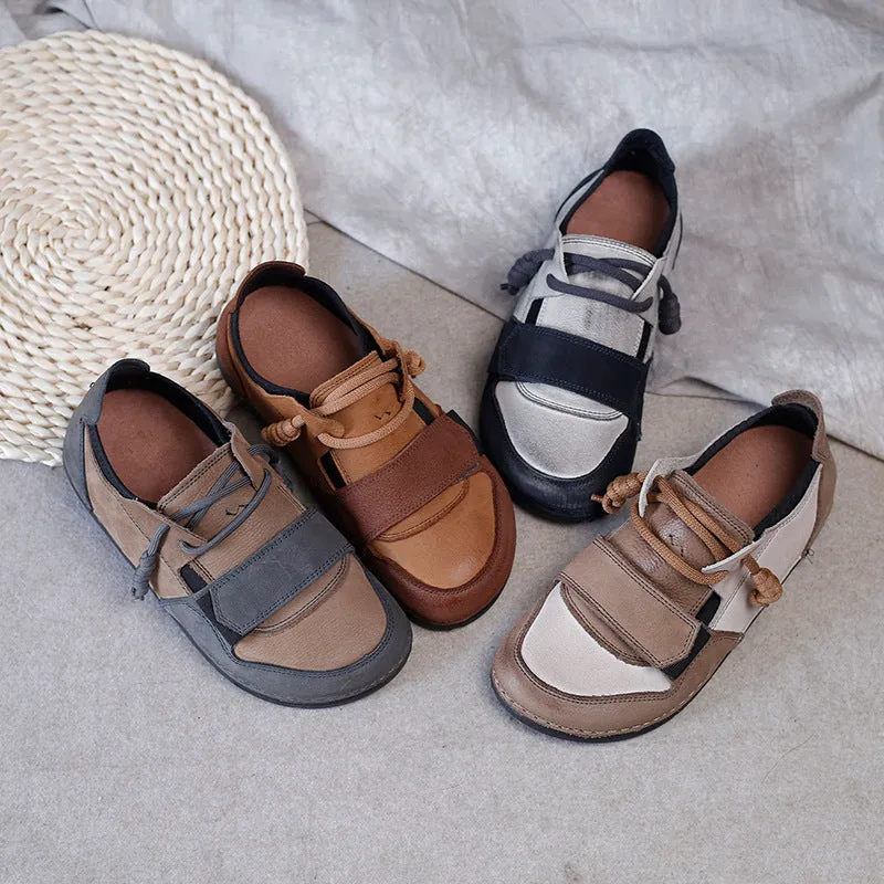 Genuine Leather Round Toe Soft Sole All-match Comfortable Women's Shoes