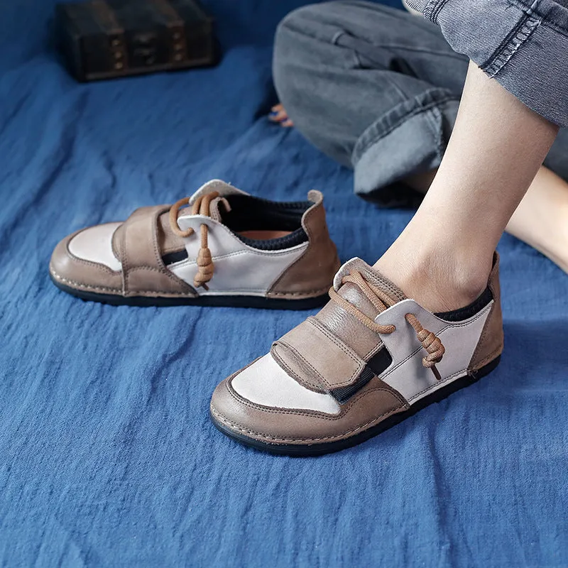 Genuine Leather Round Toe Soft Sole All-match Comfortable Women's Shoes