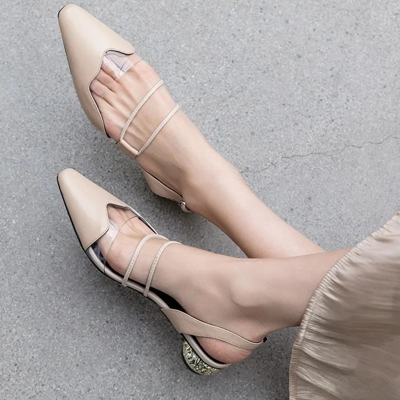 Genuine leather shoes woman elegant dress shoes