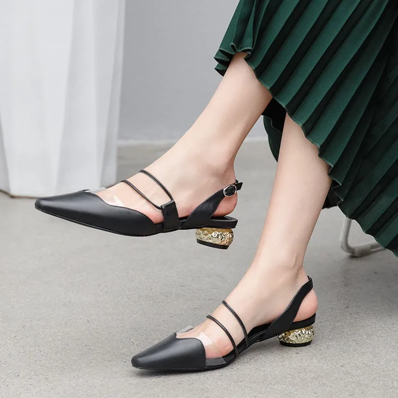 Genuine leather shoes woman elegant dress shoes