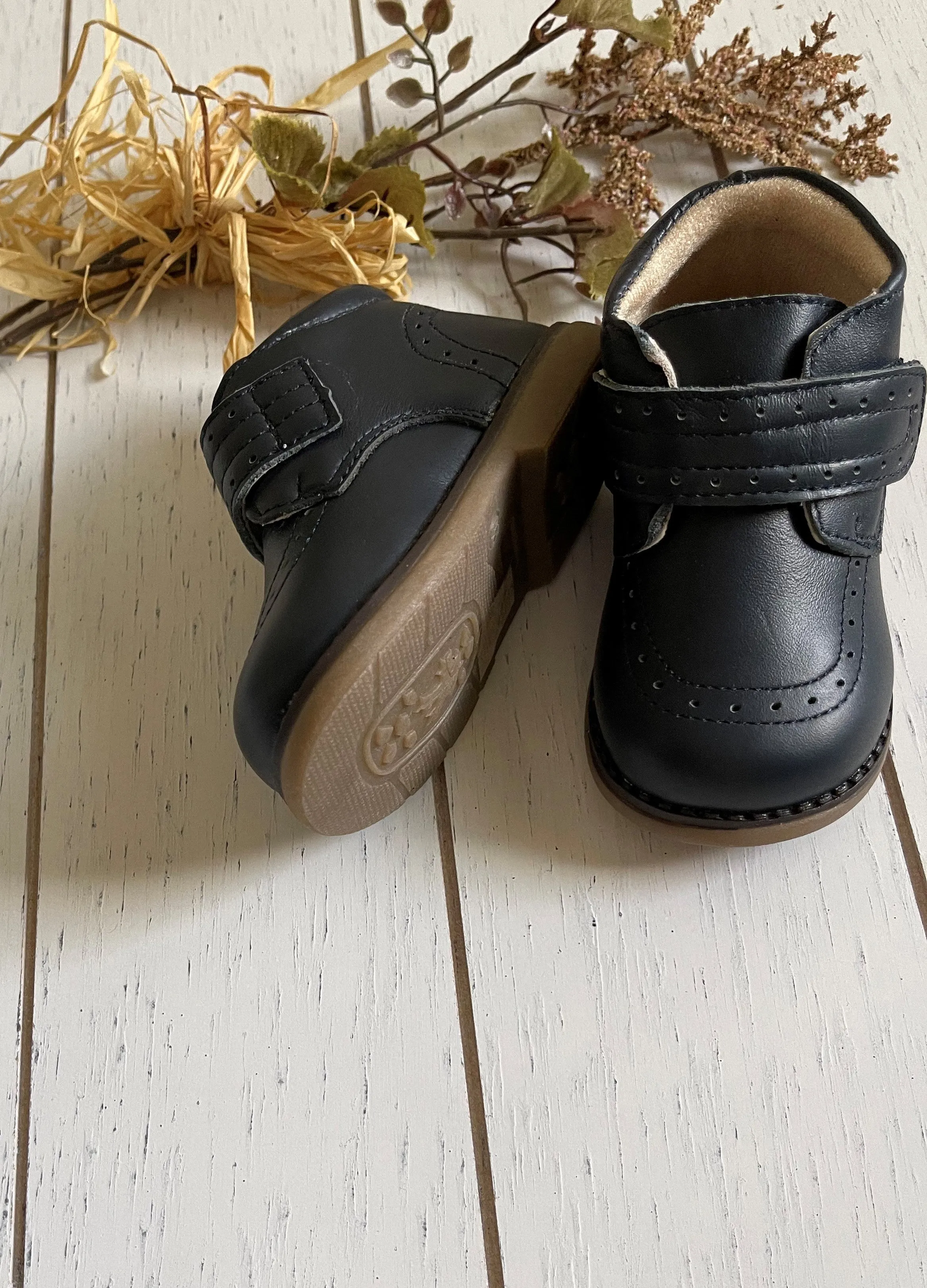 Genuine Leather Strap Ankle Boots, Boy or Girl Shoes