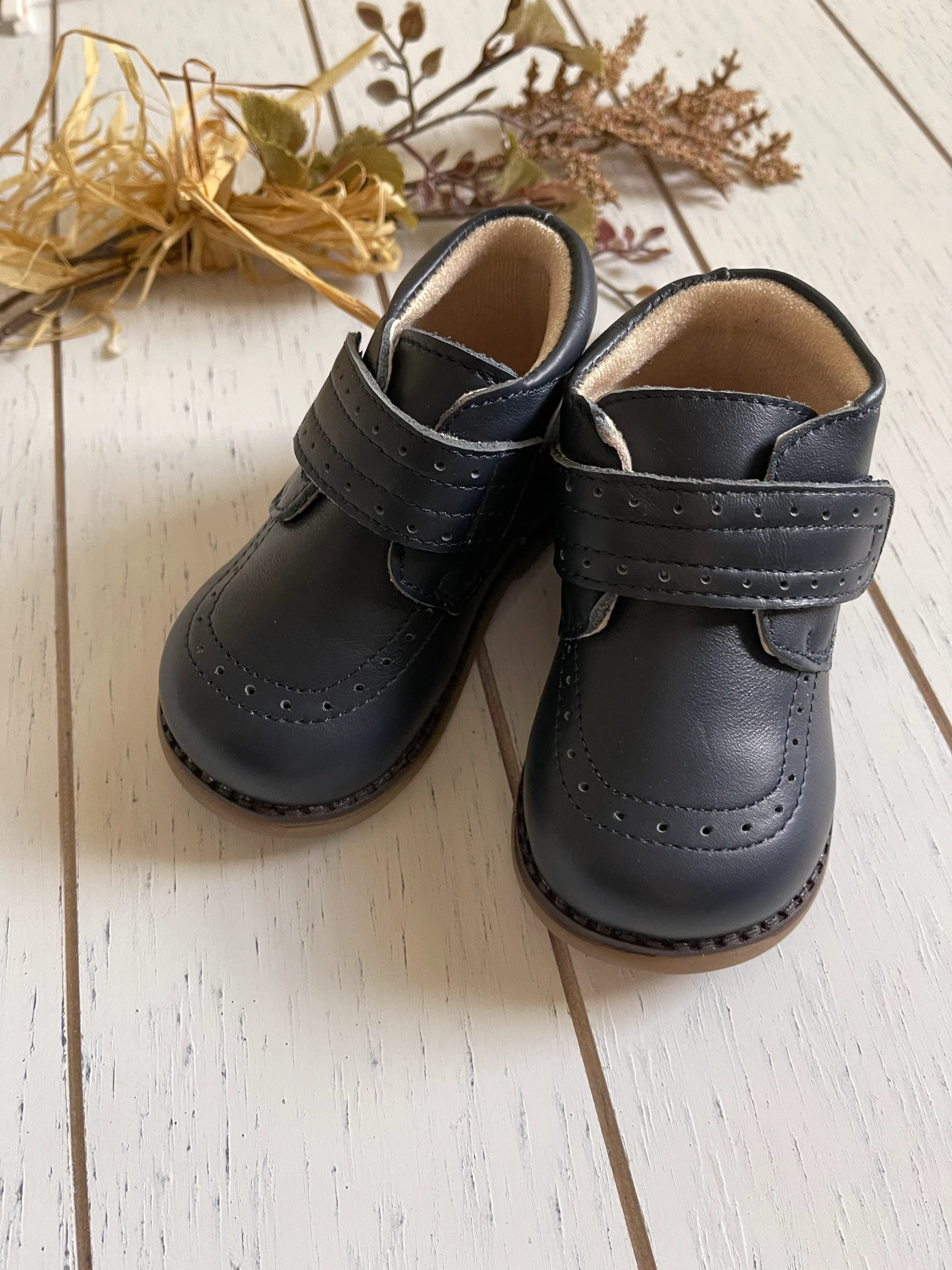 Genuine Leather Strap Ankle Boots, Boy or Girl Shoes
