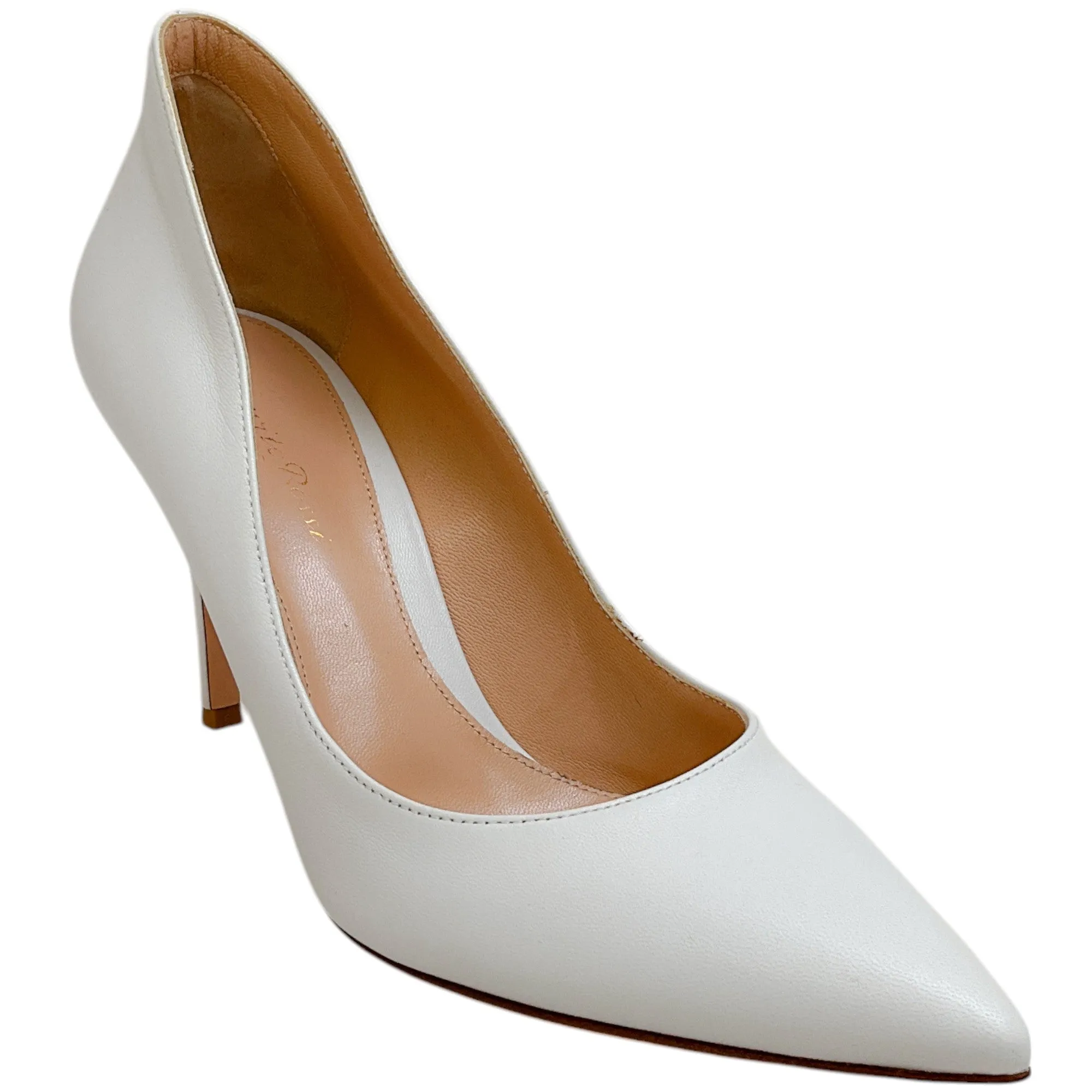 Gianvito Rossi White Leather Ellipsis 85 Pumps
