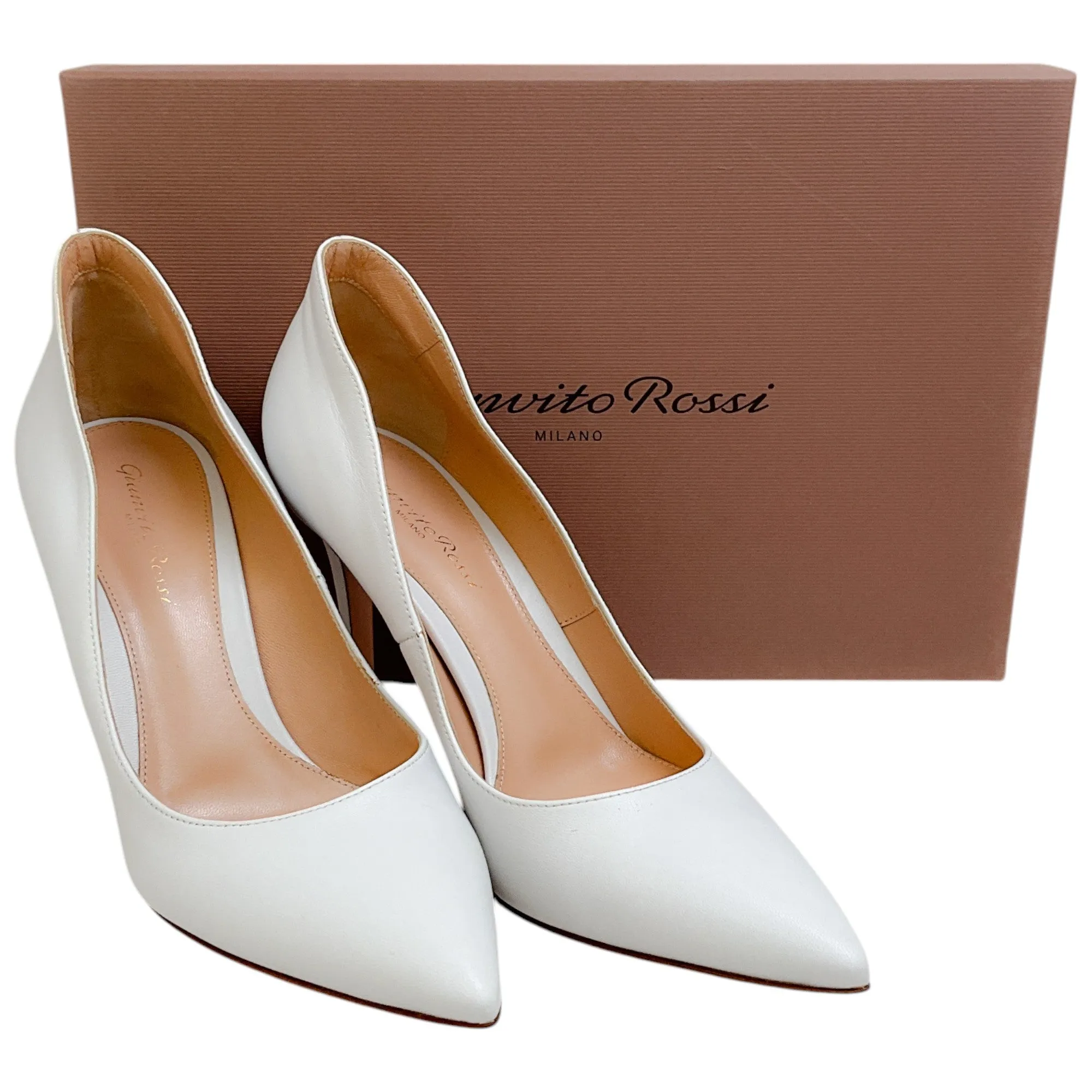 Gianvito Rossi White Leather Ellipsis 85 Pumps