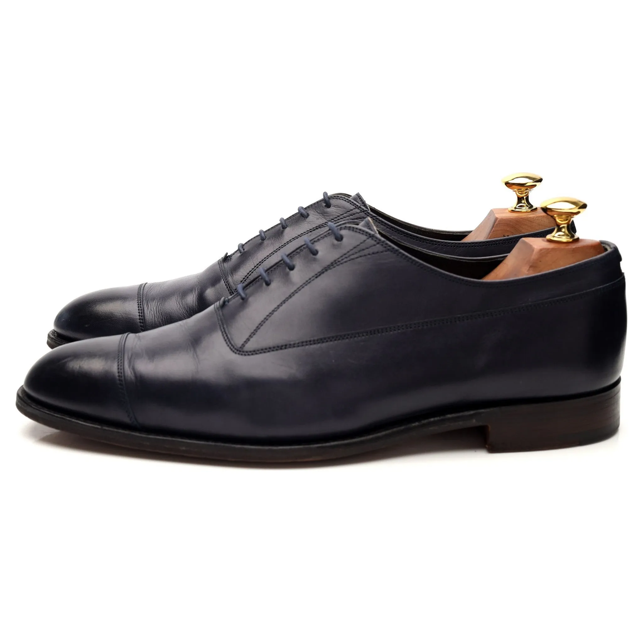 Gieves & Hawkes Navy Blue Leather Oxford UK 9 F