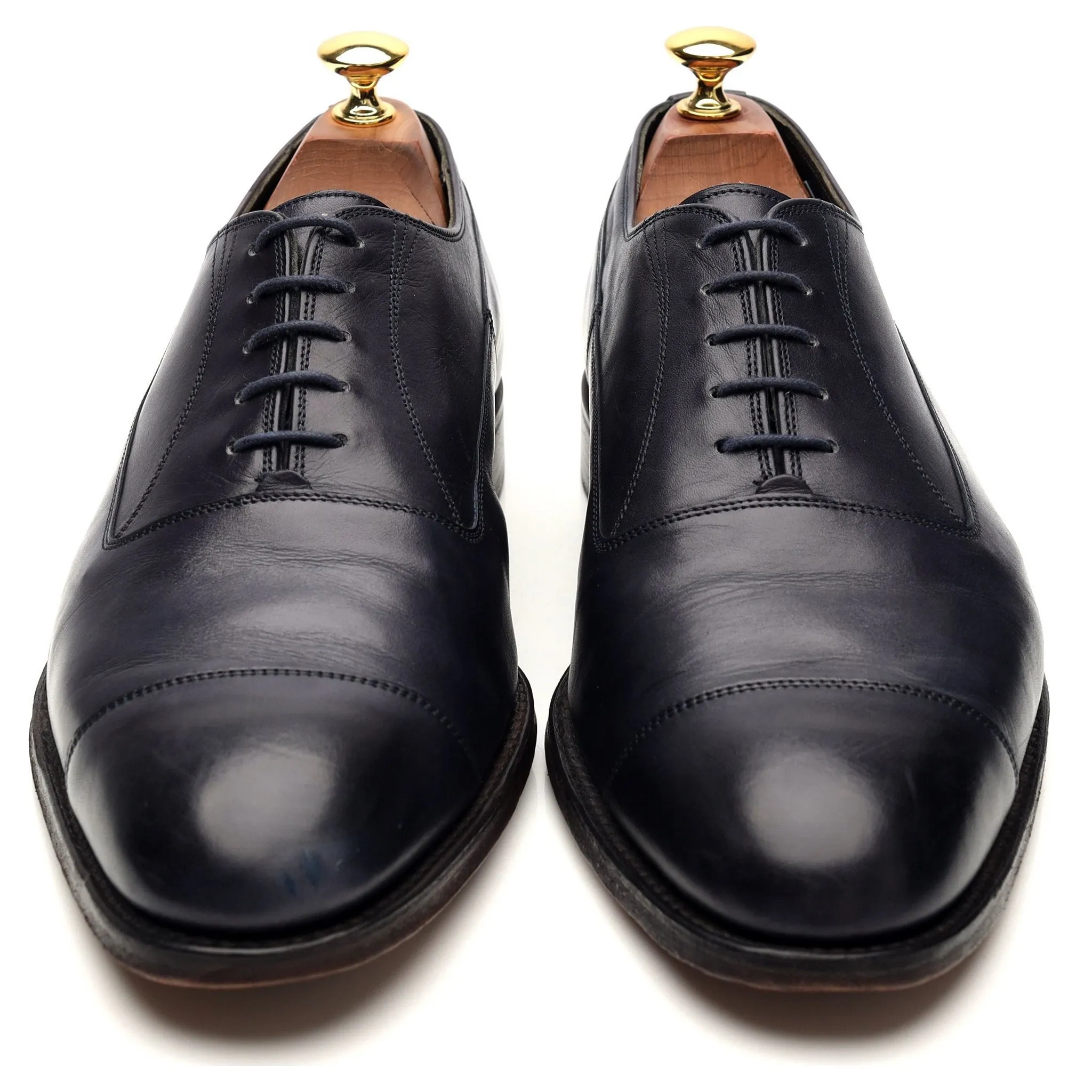 Gieves & Hawkes Navy Blue Leather Oxford UK 9 F