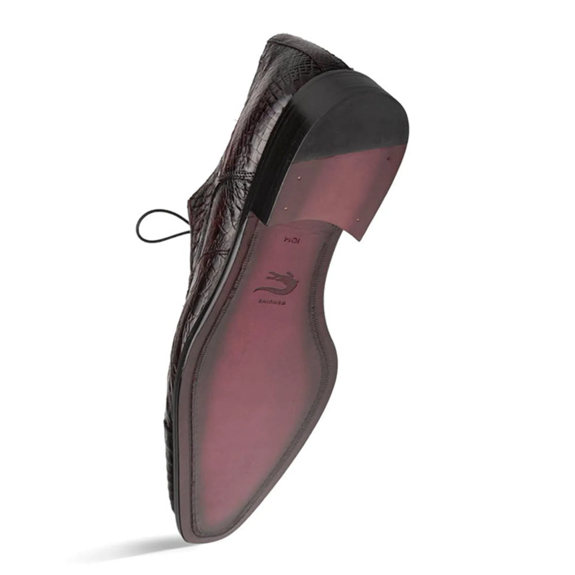 Giovane Fuscus Cap Toe Derby Burgundy Crocodile Shoes By Mezlan Made In Spain Brand