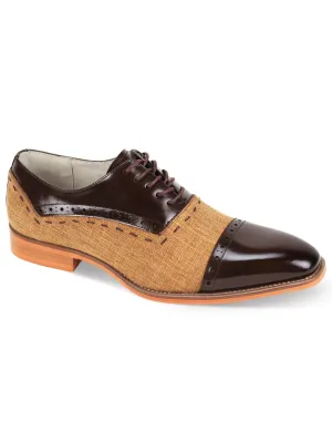 Giovanni Reed Cap Toe Lace Up Dress Shoes - Chocolate Brown/Tan