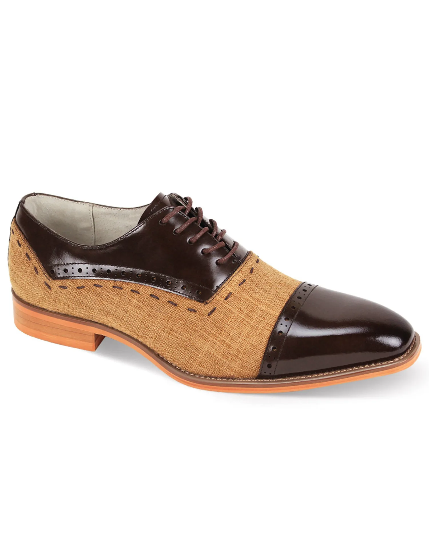 Giovanni Reed Cap Toe Lace Up Dress Shoes - Chocolate Brown/Tan