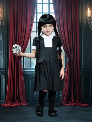 Girls Spooky Wednesday Uniform Costume Dress
