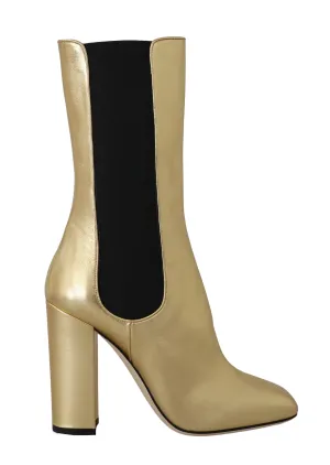 Gold Nappa Leather Chelsea Boots
