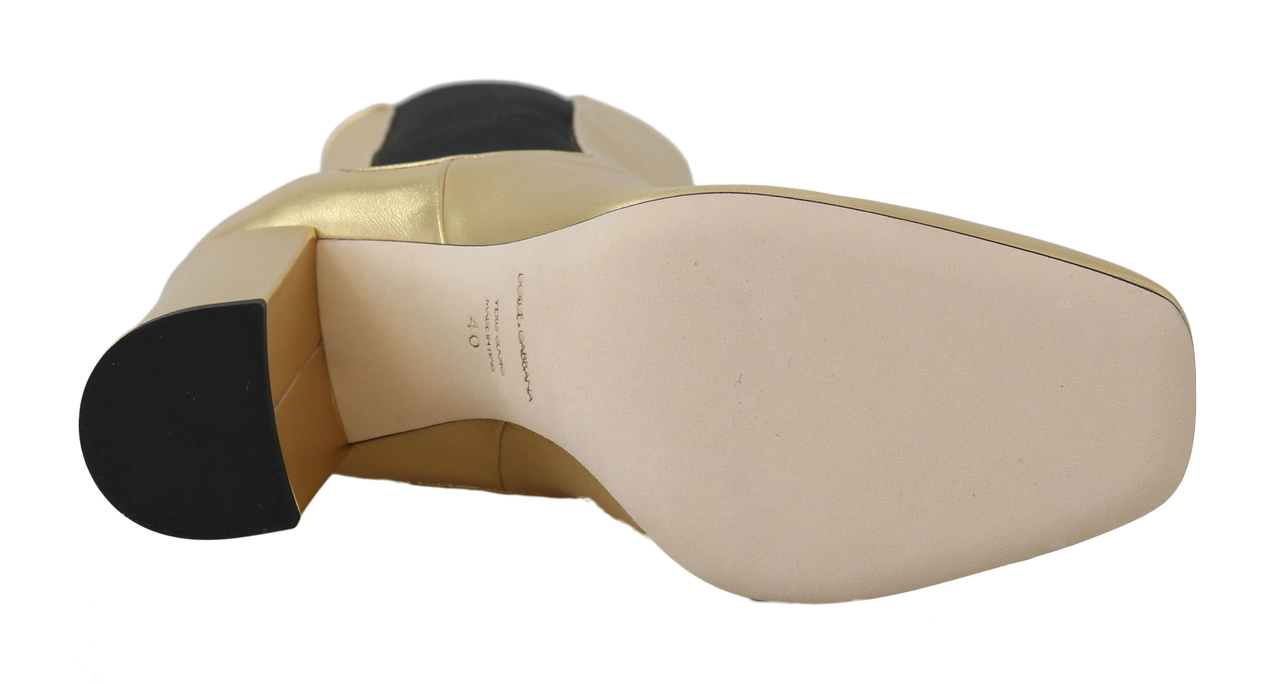Gold Nappa Leather Chelsea Boots
