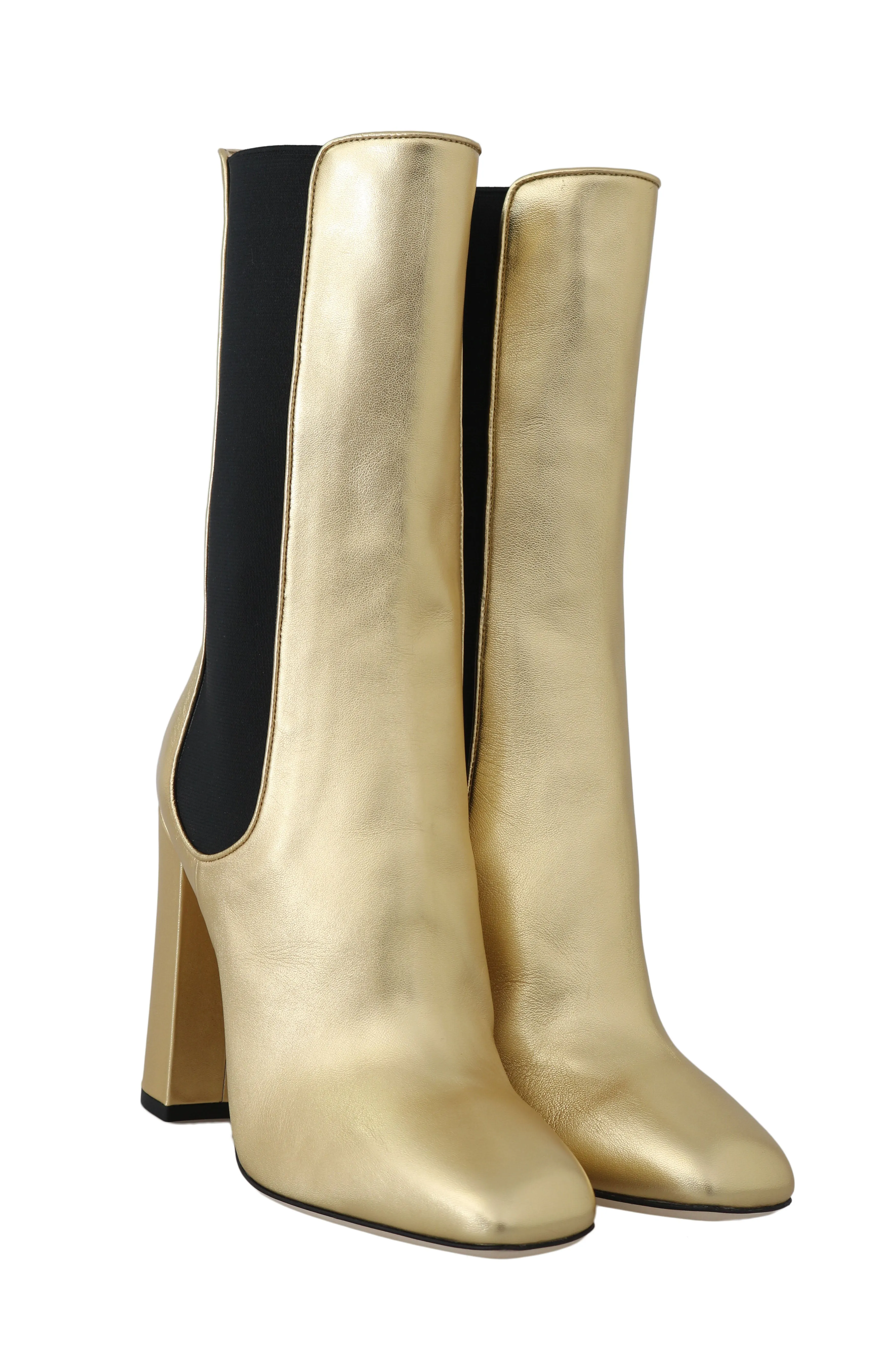 Gold Nappa Leather Chelsea Boots