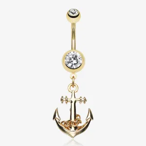 Golden Classic Anchor Belly Ring