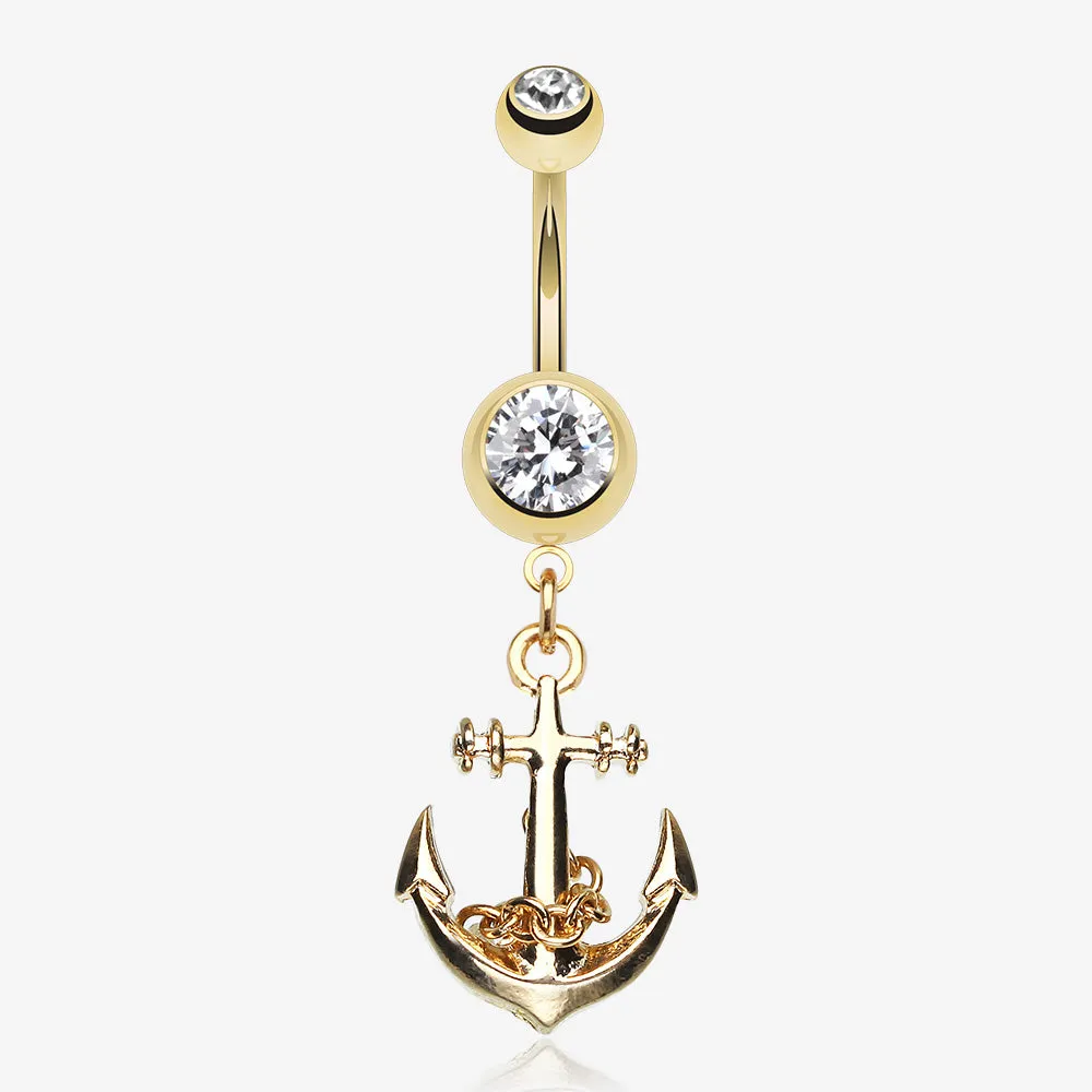 Golden Classic Anchor Belly Ring