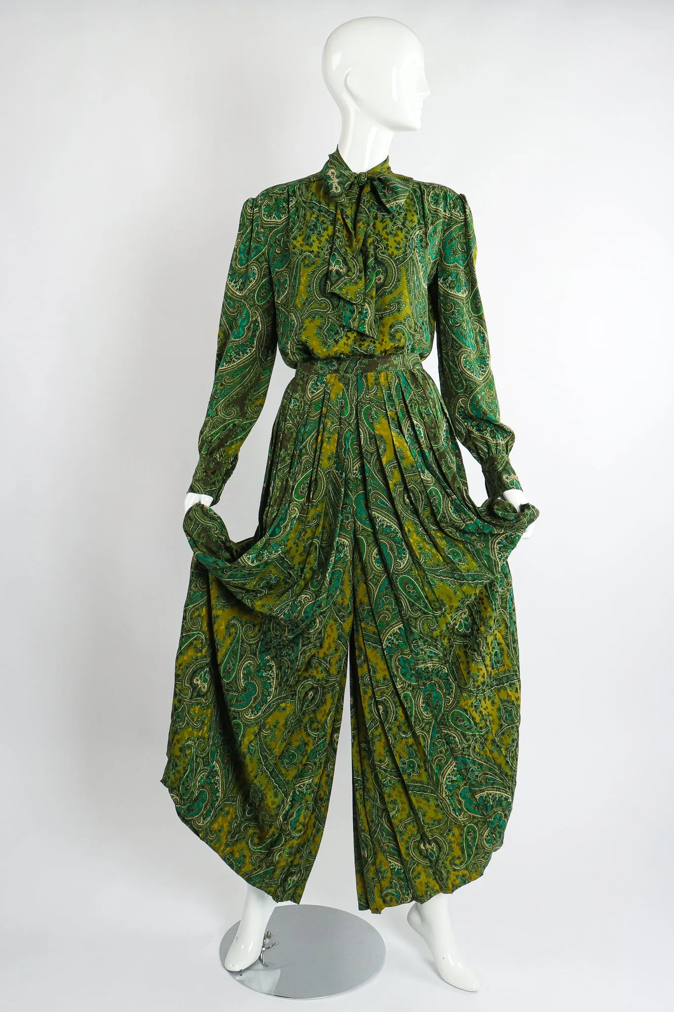 Green Paisley Palazzo Pant Set