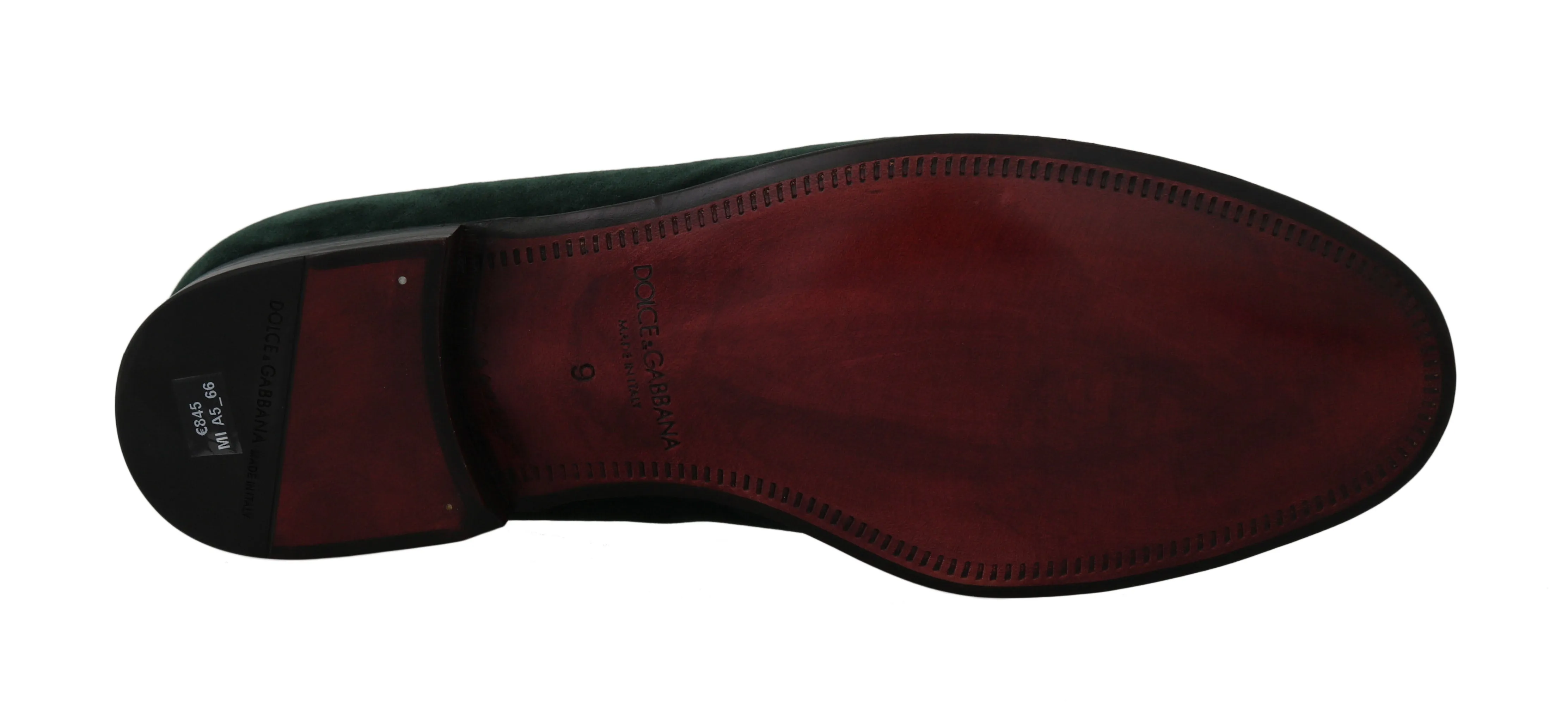 Green Velvet Gold Royal Bee Loafers