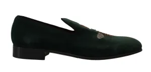 Green Velvet Gold Royal Bee Loafers