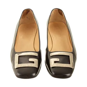 Gucci Black Leather Logo Heels