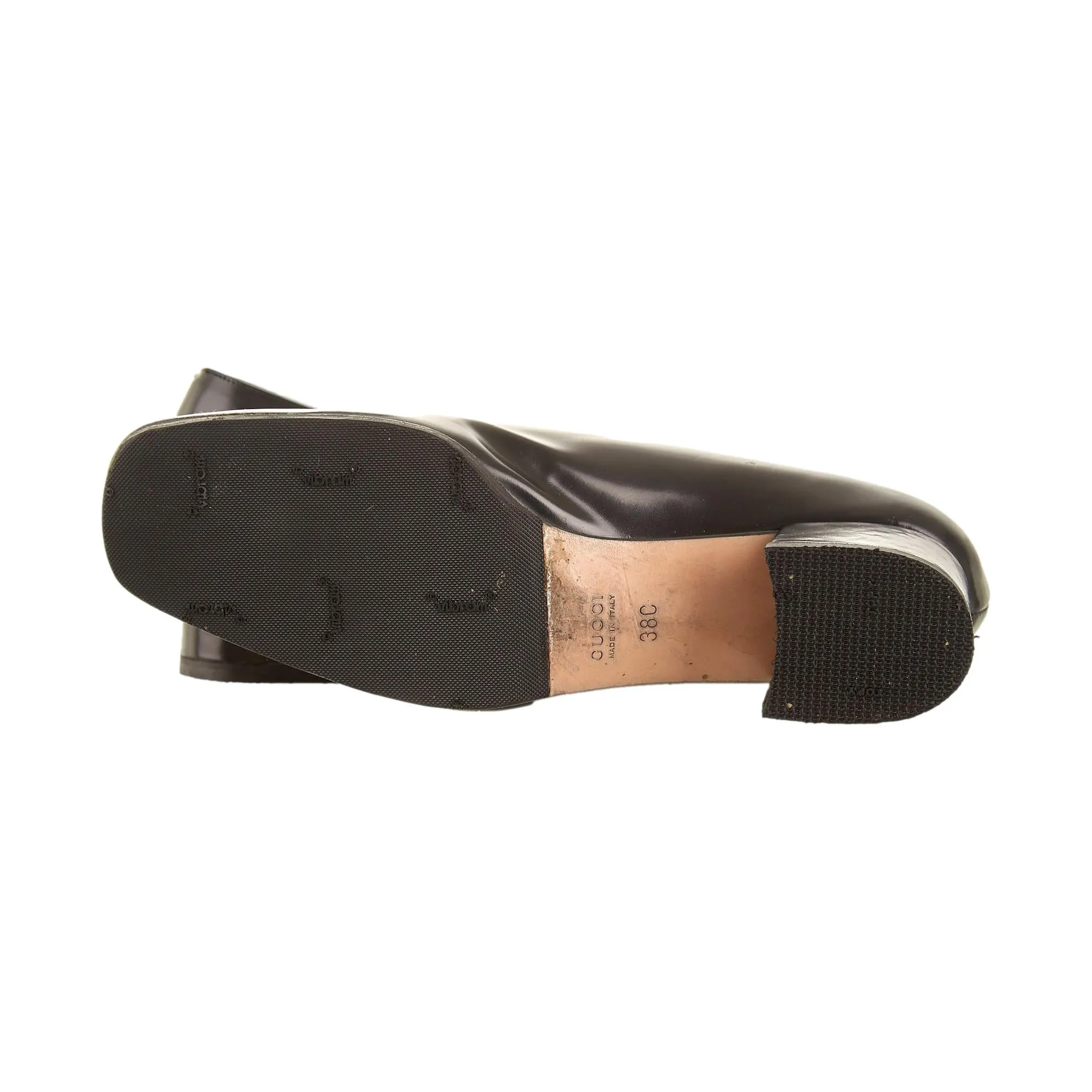 Gucci Black Leather Logo Heels