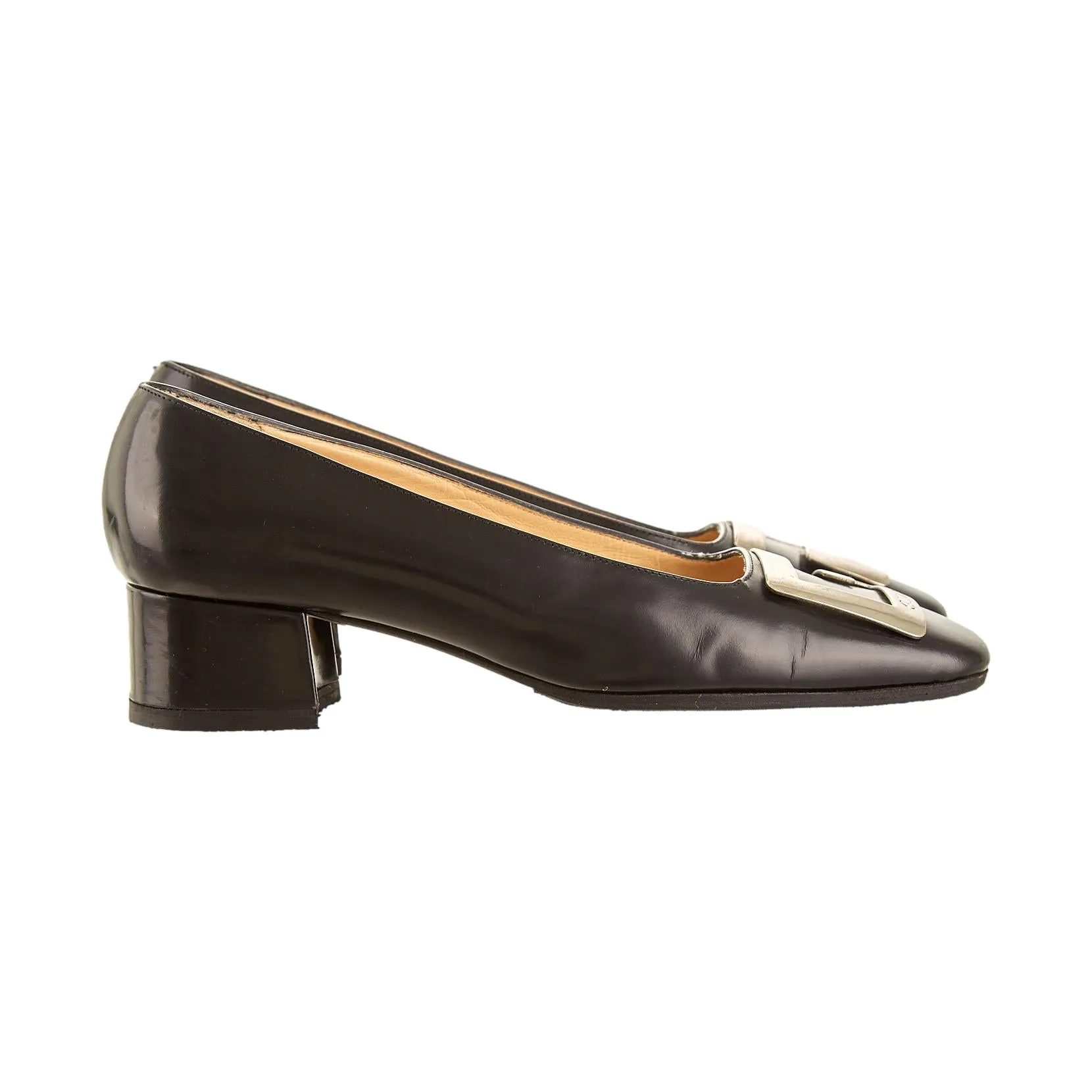 Gucci Black Leather Logo Heels