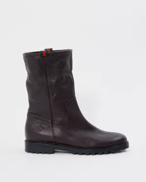 Gucci Brown Leather Fur Boots - 37.5