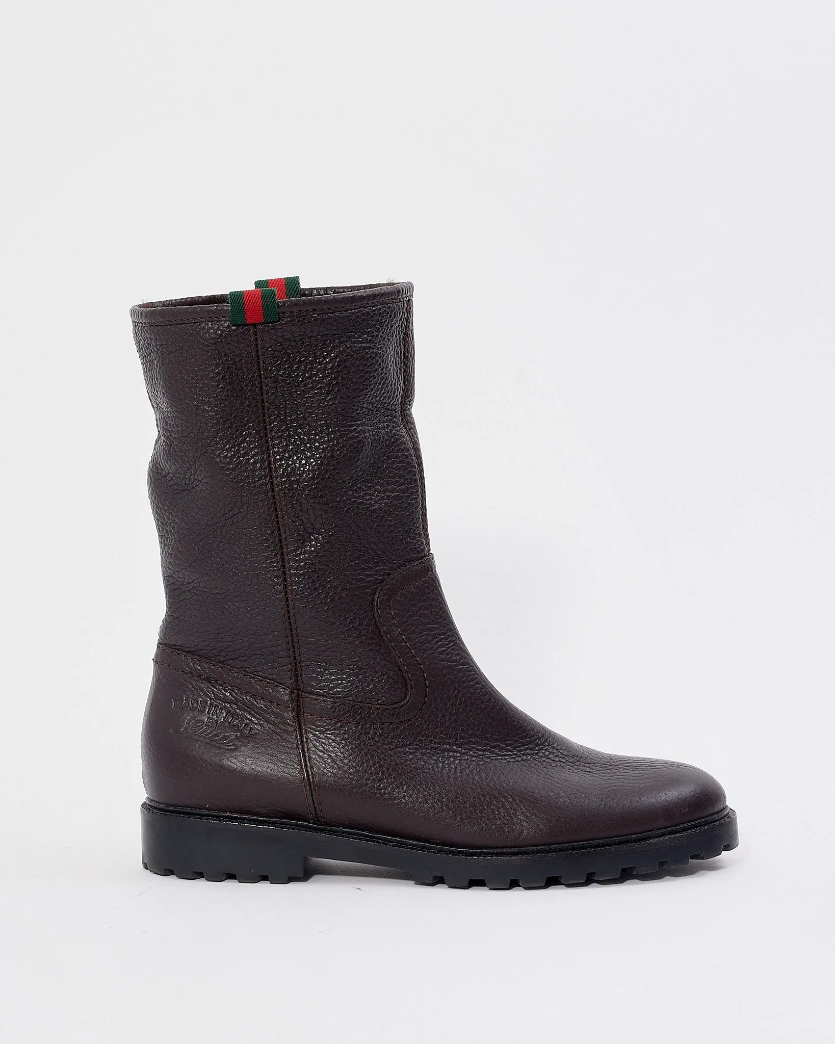 Gucci Brown Leather Fur Boots - 37.5