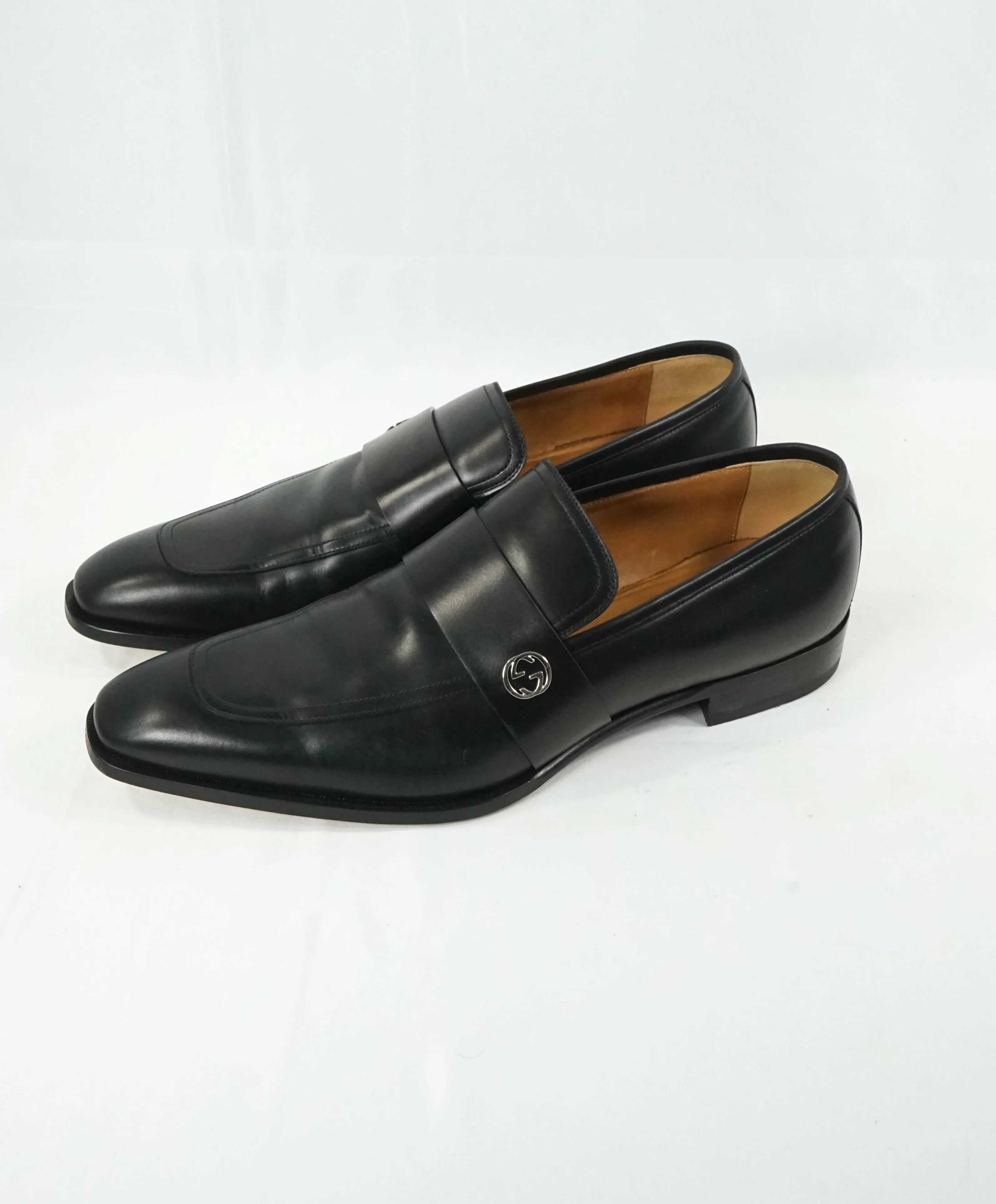 GUCCI - "Broadwick" Black GG Logo Strap Loafers - 14