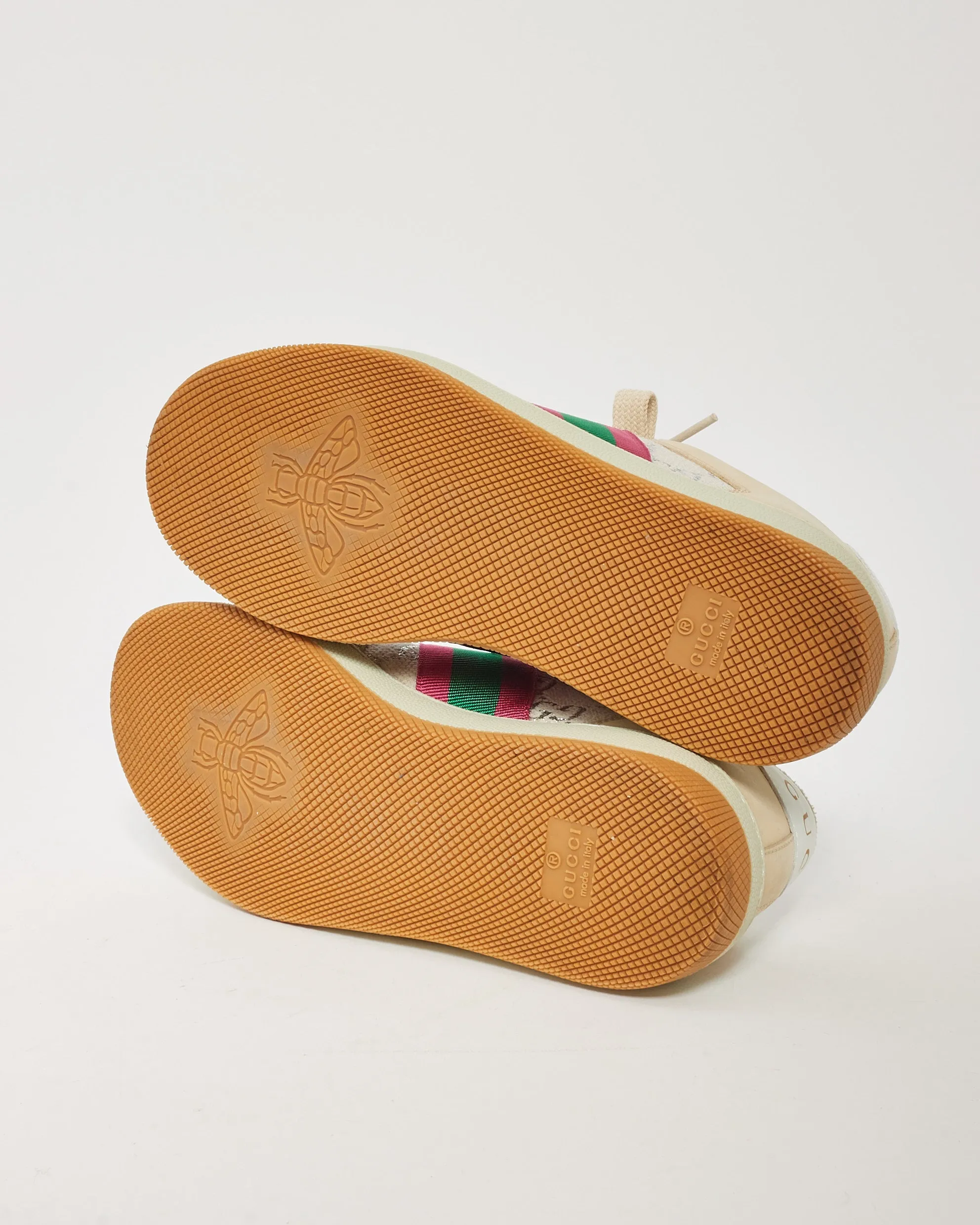 Gucci White Leather Screener Sneaker with Web - 36
