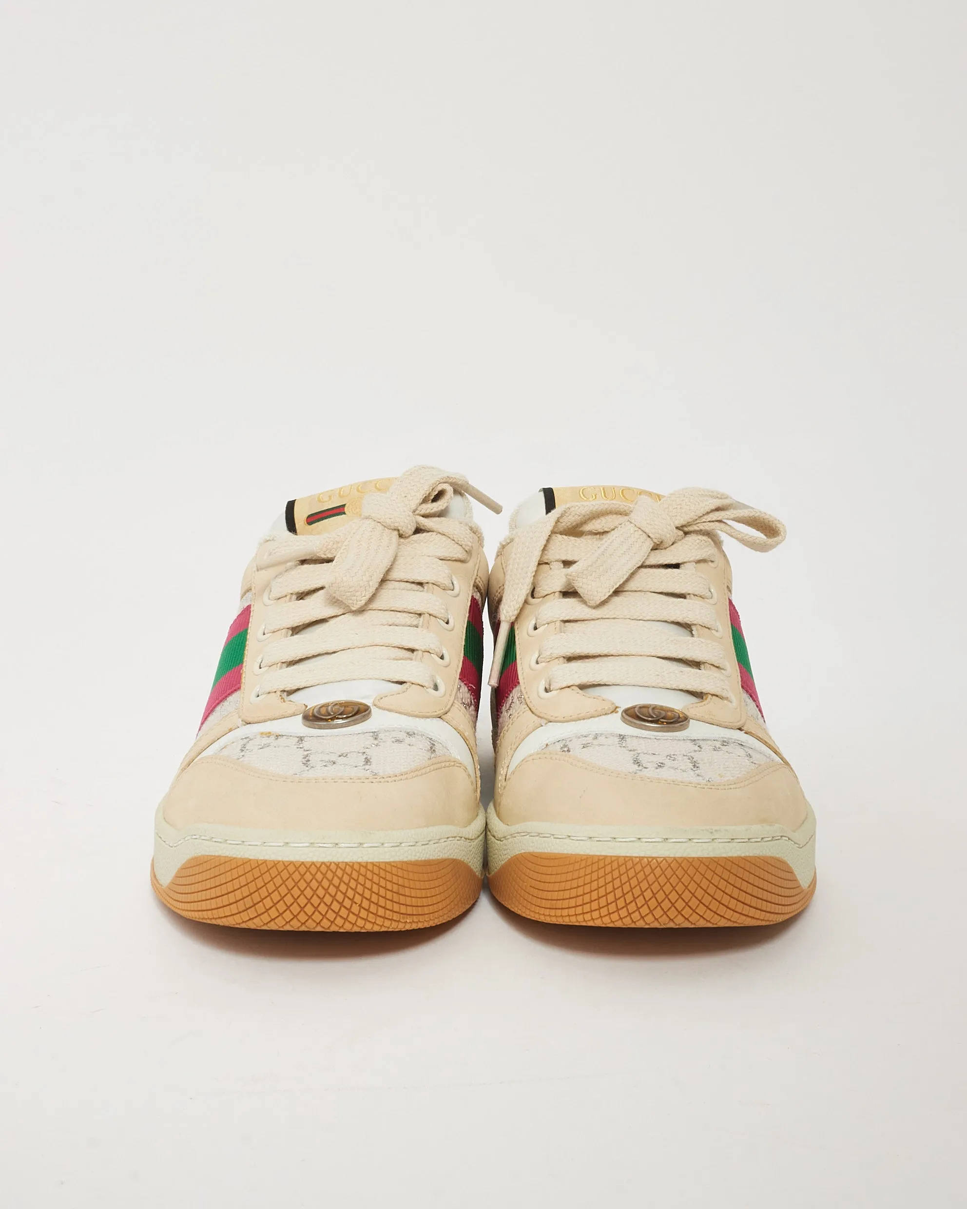 Gucci White Leather Screener Sneaker with Web - 36