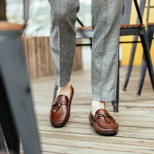 Handmade Men Shoes British Casual Slip-on Leather Toe Layer Cowhide