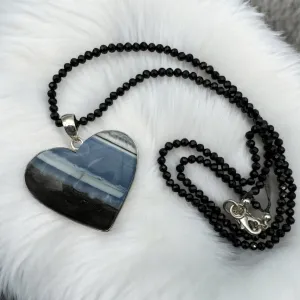 HEART Owyhee Opal Solid 925 Sterling Silver Pendant Necklace