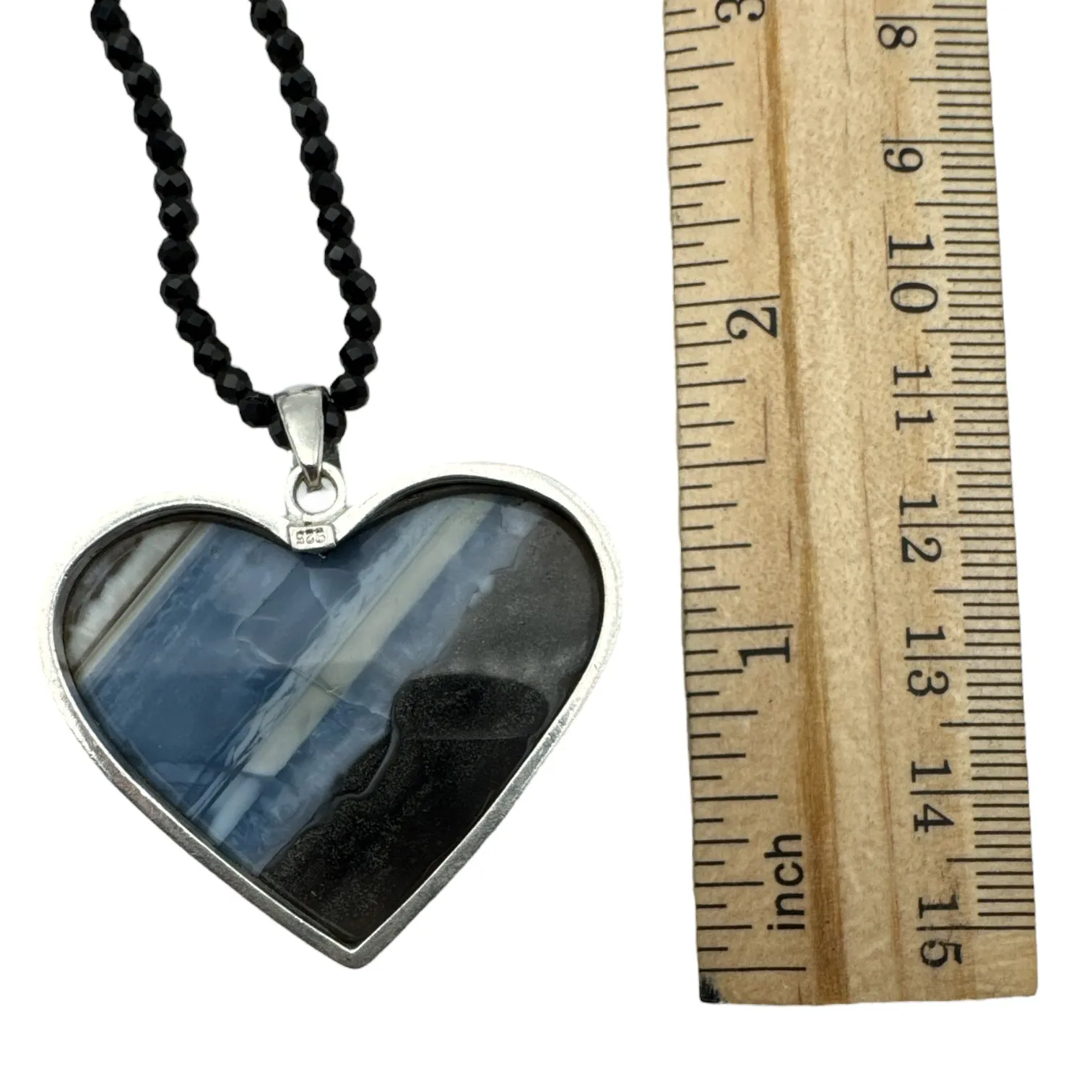 HEART Owyhee Opal Solid 925 Sterling Silver Pendant Necklace