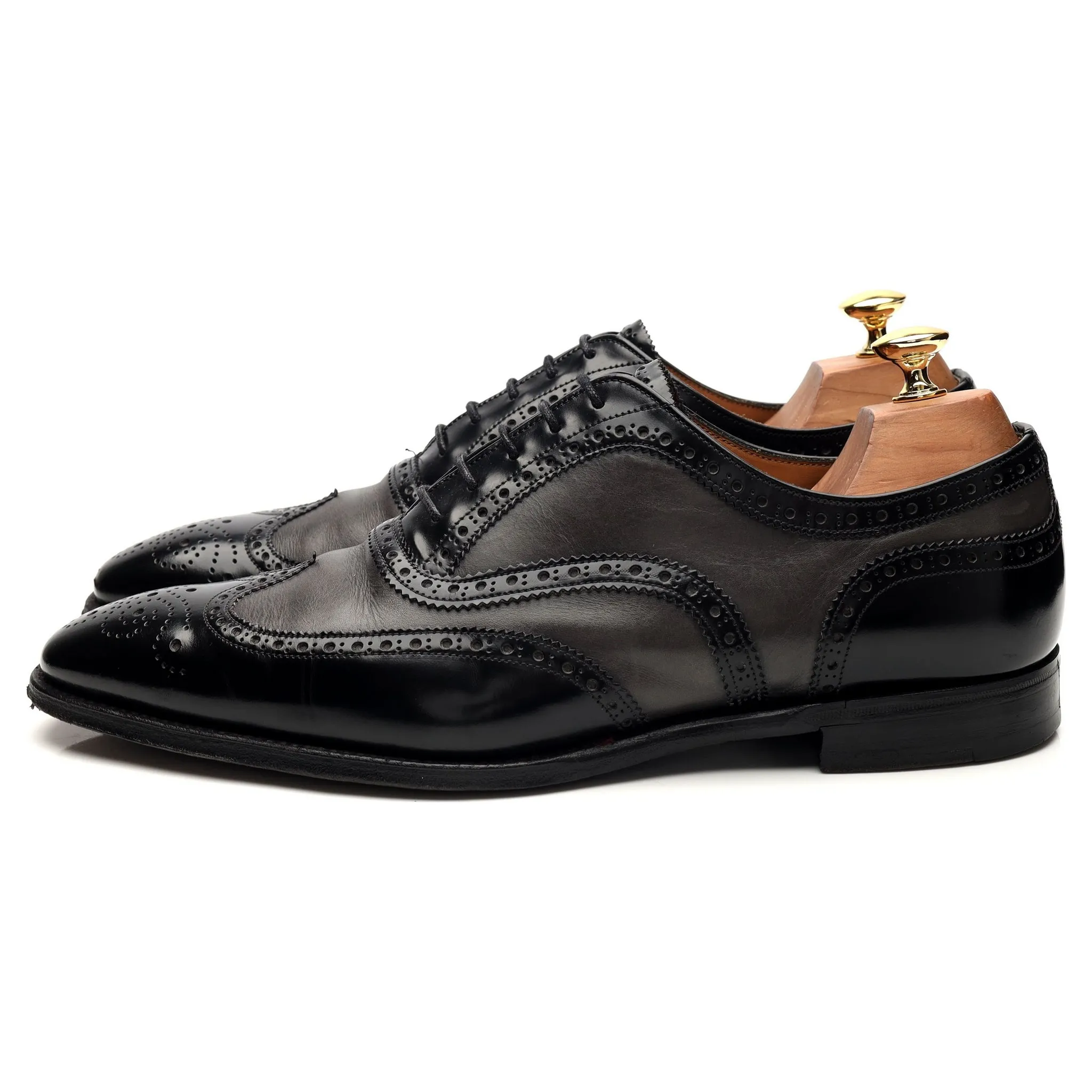 Herring 'Jason' Black / Grey Leather Oxford Brogues UK 9 F
