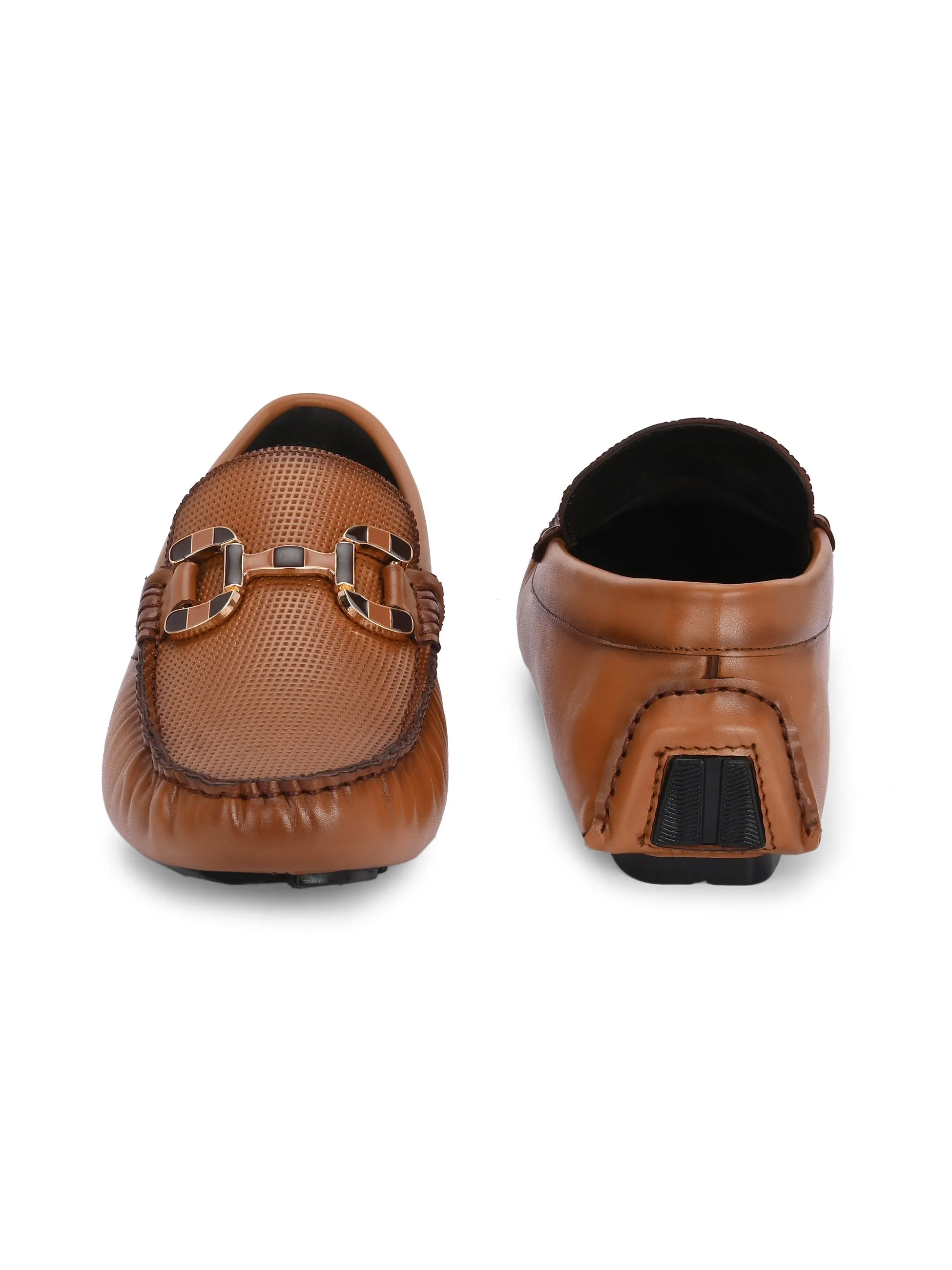 Hitz Men's Tan Leather Casual Loafers
