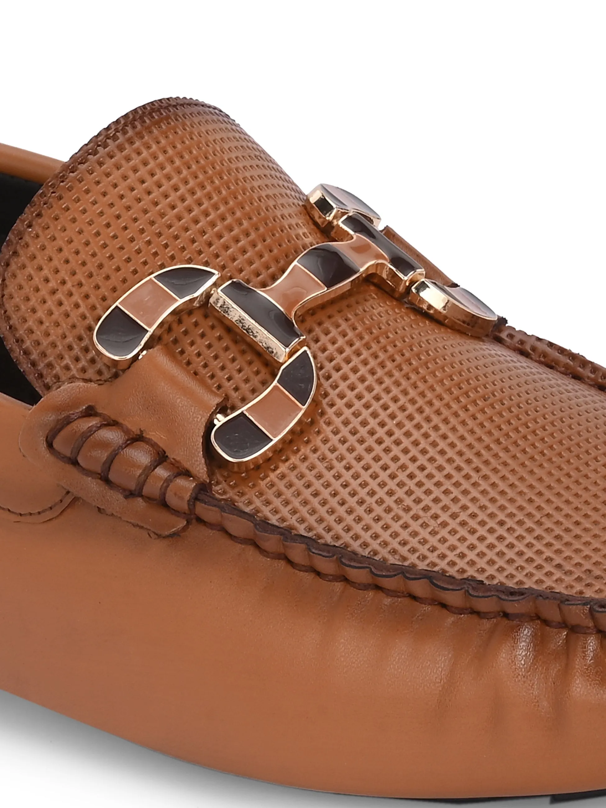 Hitz Men's Tan Leather Casual Loafers