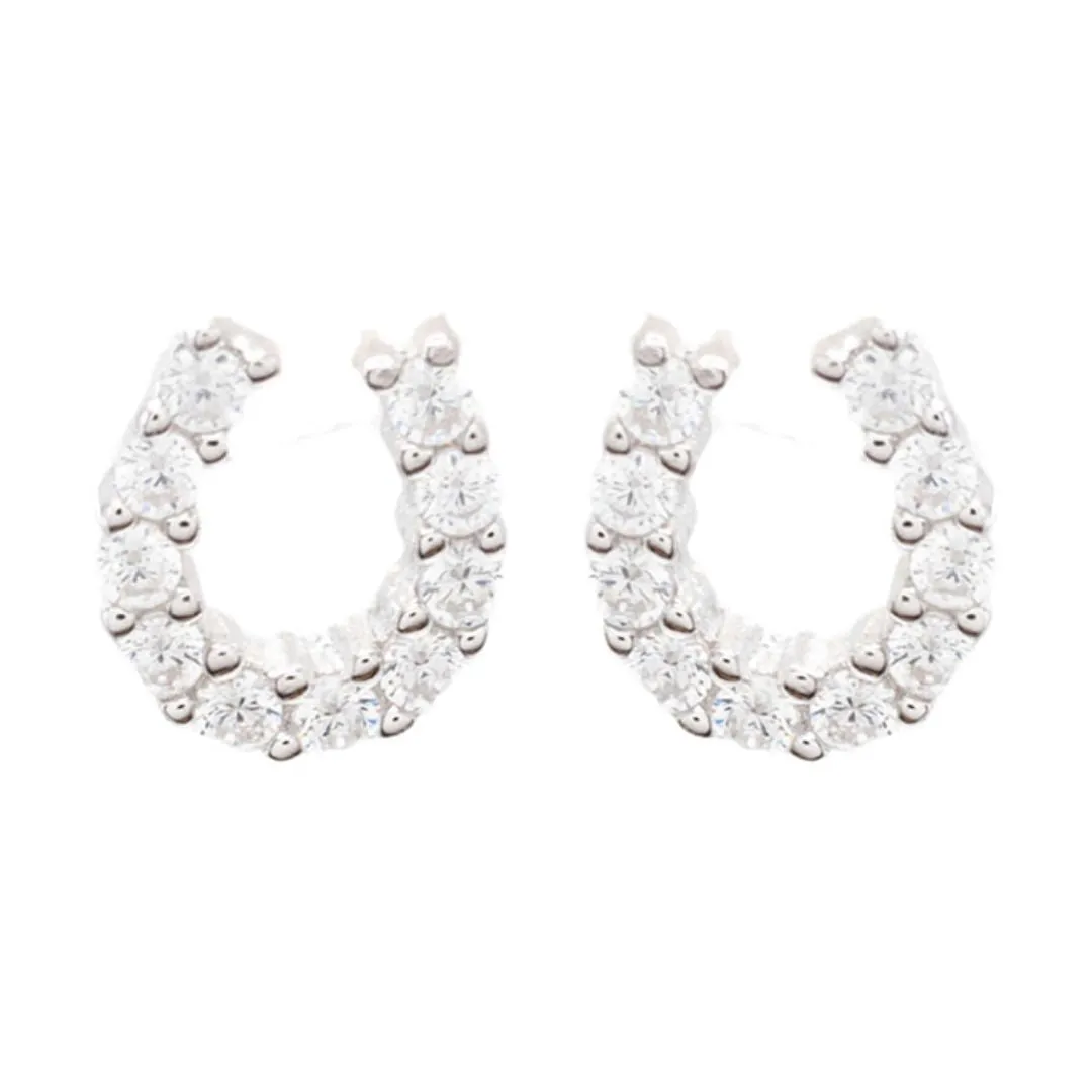 Horseshoe CZ Post Stud Earring Gift Giving Dainty Equestrian