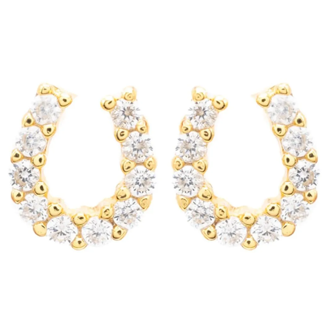 Horseshoe CZ Post Stud Earring Gift Giving Dainty Equestrian