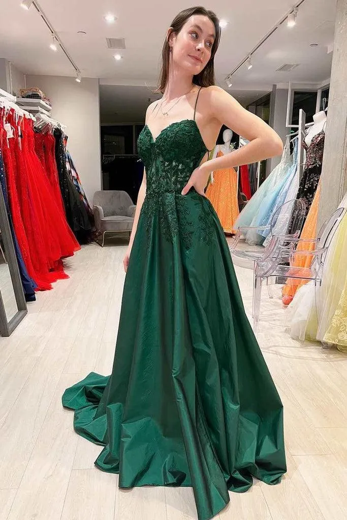 Hot Pink Floral Appliques Lace-Up A-Line Prom Evening Dress PSK393