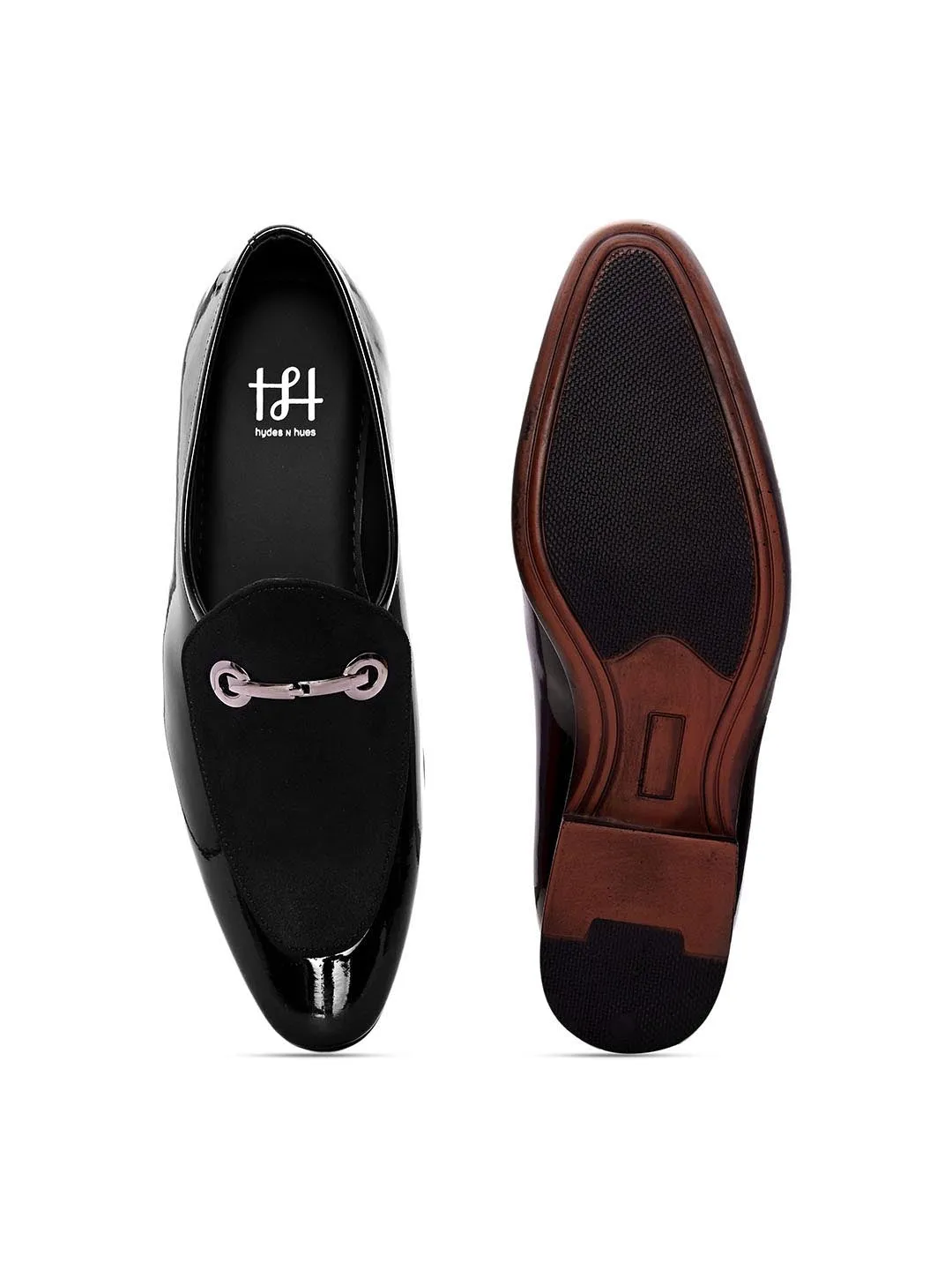 Hydes N Hues Men Black Solid Formal Loafers