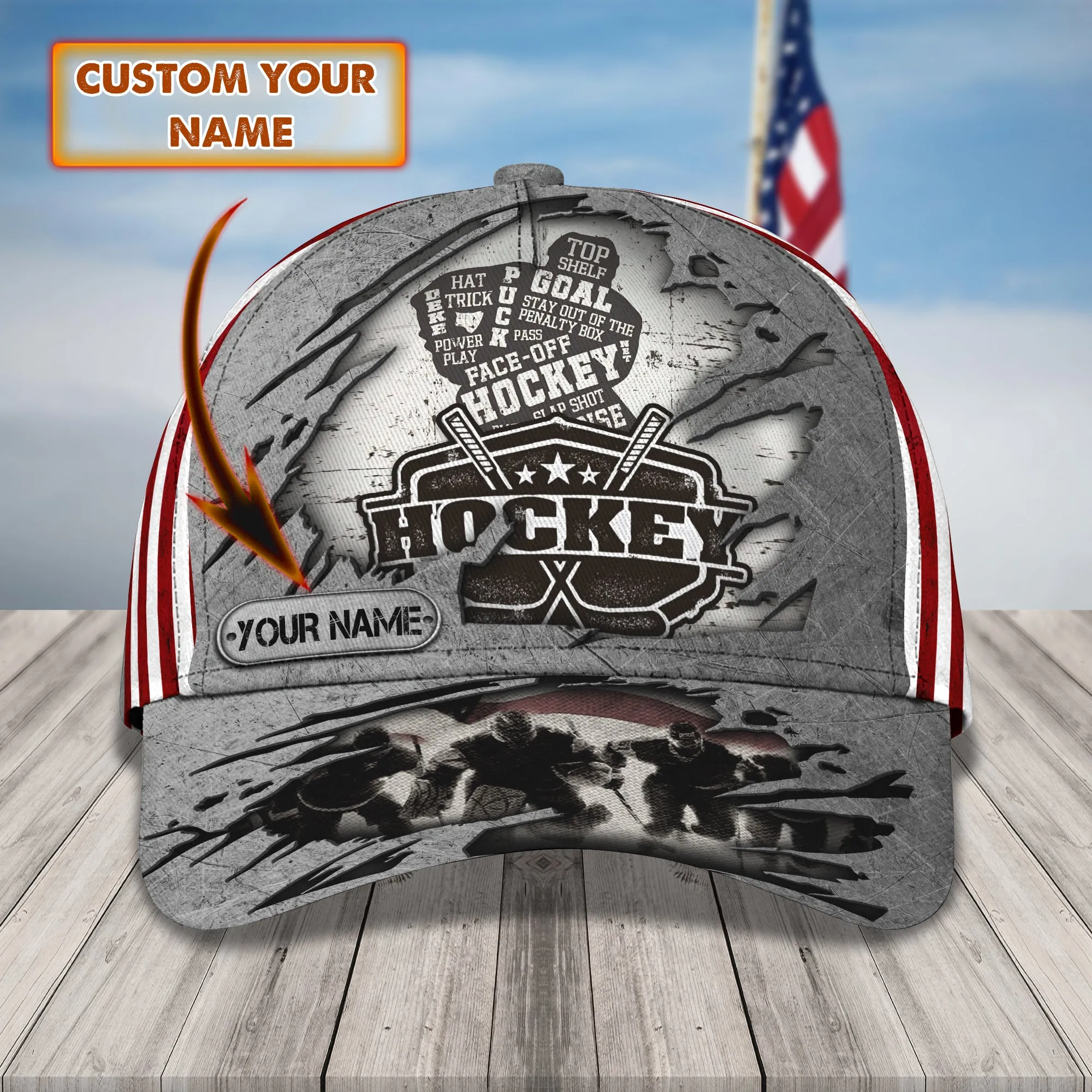 In The Hockey Game 2- Personalized Name Cap - Loop- T2k-213
