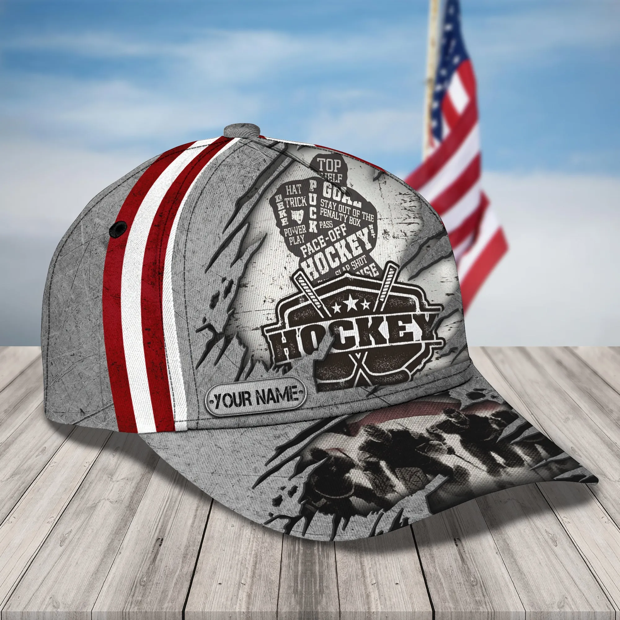 In The Hockey Game 2- Personalized Name Cap - Loop- T2k-213