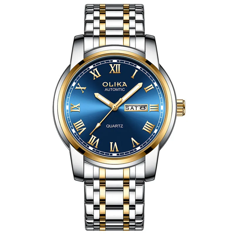 INSTOCK-classic business men's watch stainless steel strap dual
